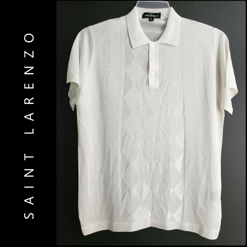 Saint Lorenzo Men Short Sleeve Sheer Polo Shirt XL